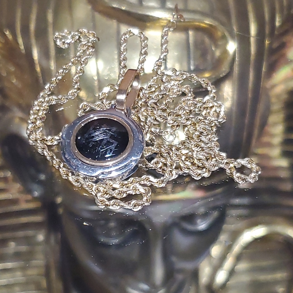 BARAKA 18ROSE GOLD/STEEL PENDANT AND 14K SOLID GOLD ROPE - Picture 2 of 12